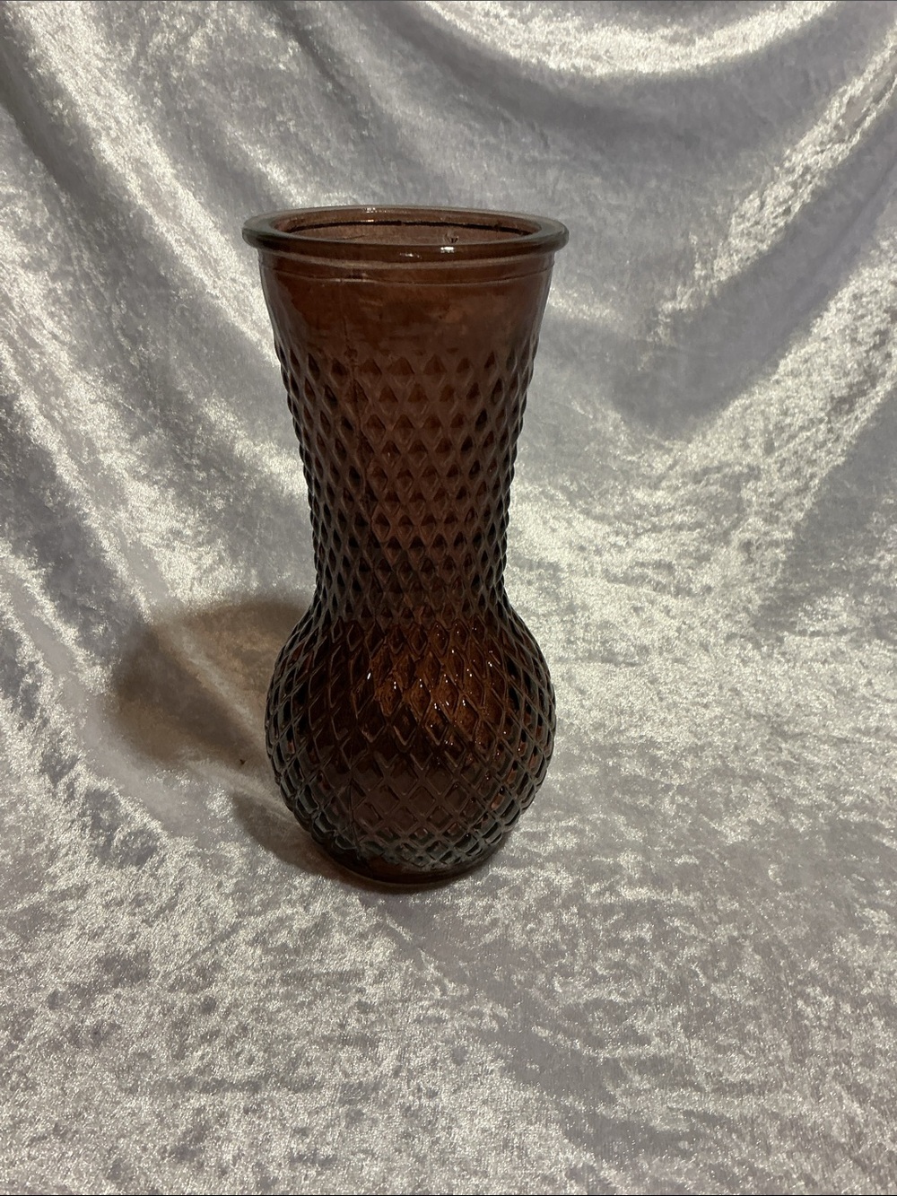 Vintage Amberina GlassVase with Diamond Patten